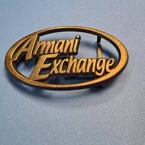Armani Exchange Oval Logo Belt Buckle - Brass Tone